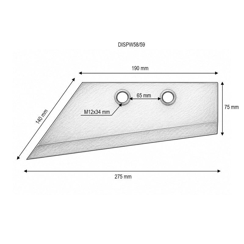 Vomere destro per avanvomere di aratro Kuhn ZR, ZRL, ZH, ZHL – codice OEM 631108