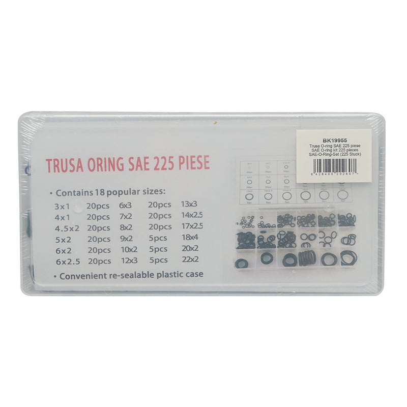 Kit di O-ring metrici e SAE da 225 pezzi
