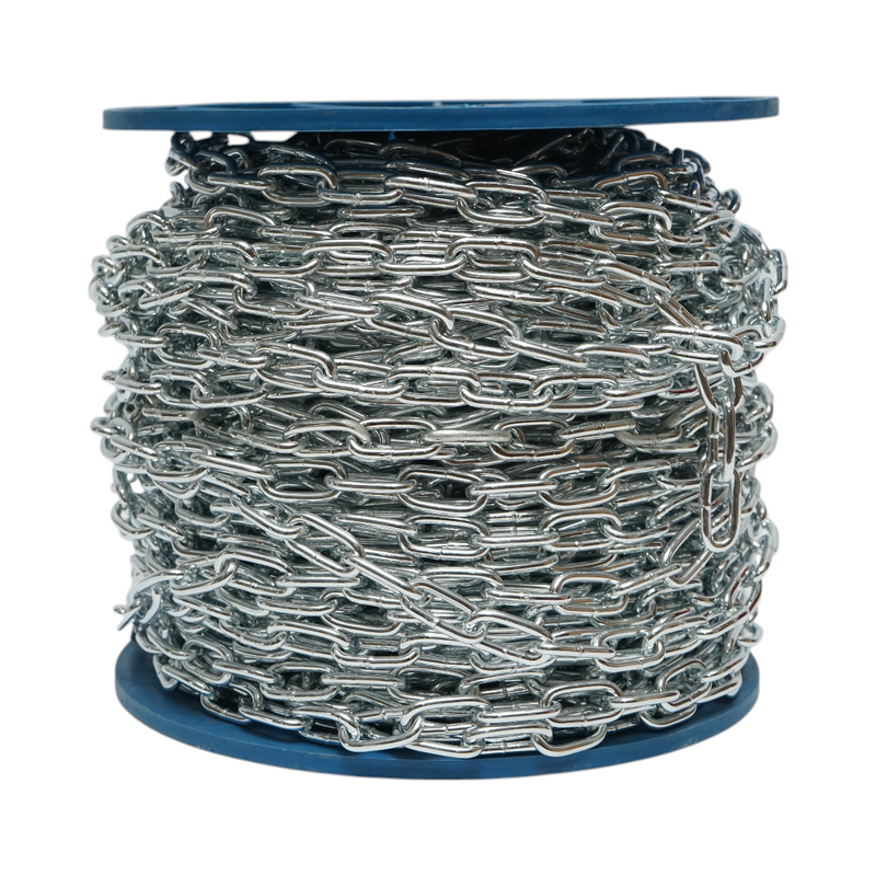 Catena elettrozincata 3,5x18x14 mm DIN5685A, rotolo da 60 m in fusto di plastica
