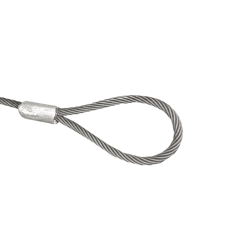 Cavo in acciaio per verricello, spessore 20 mm e lunghezza 4 m, dotato di anelli per traino o sollevamento.
