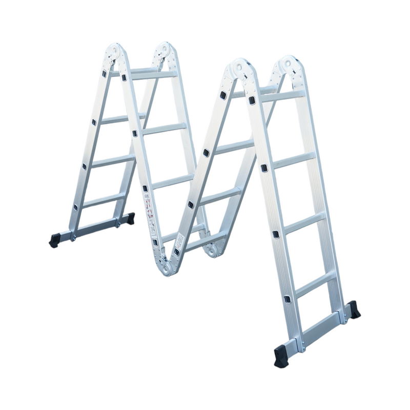 Scala multiuso in alluminio da 4,7 m, 4x4 pioli, pieghevole con cerniere, portata massima 150 kg