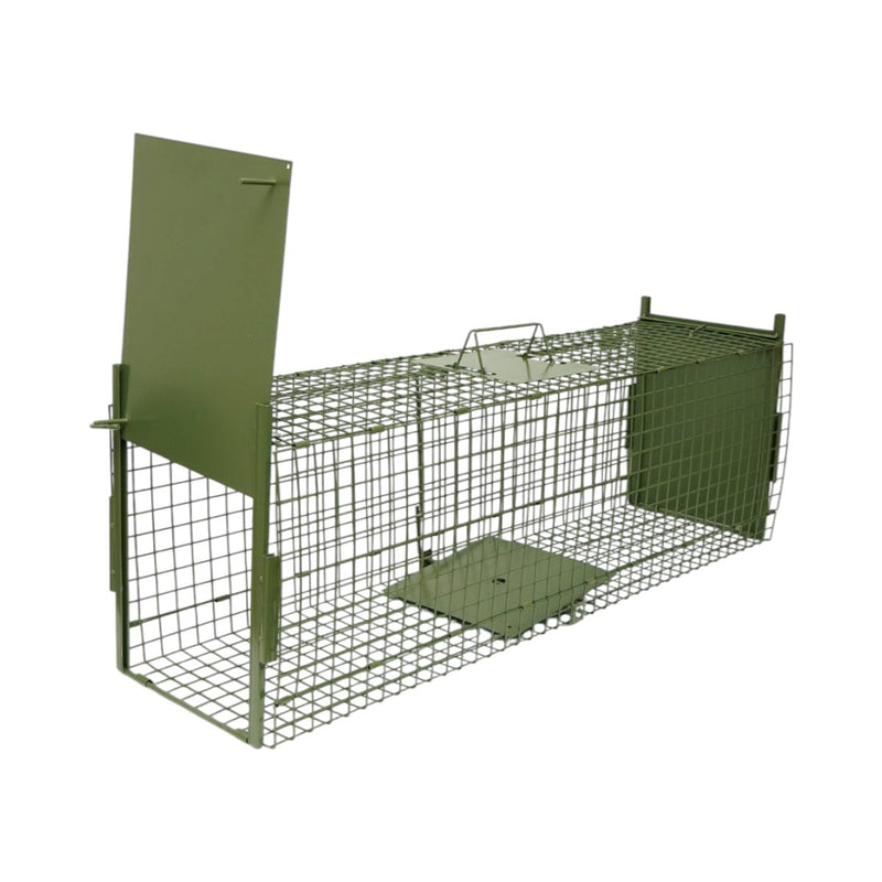 Gabbia trappola pieghevole in metallo per animali selvatici, 100x27x34 cm