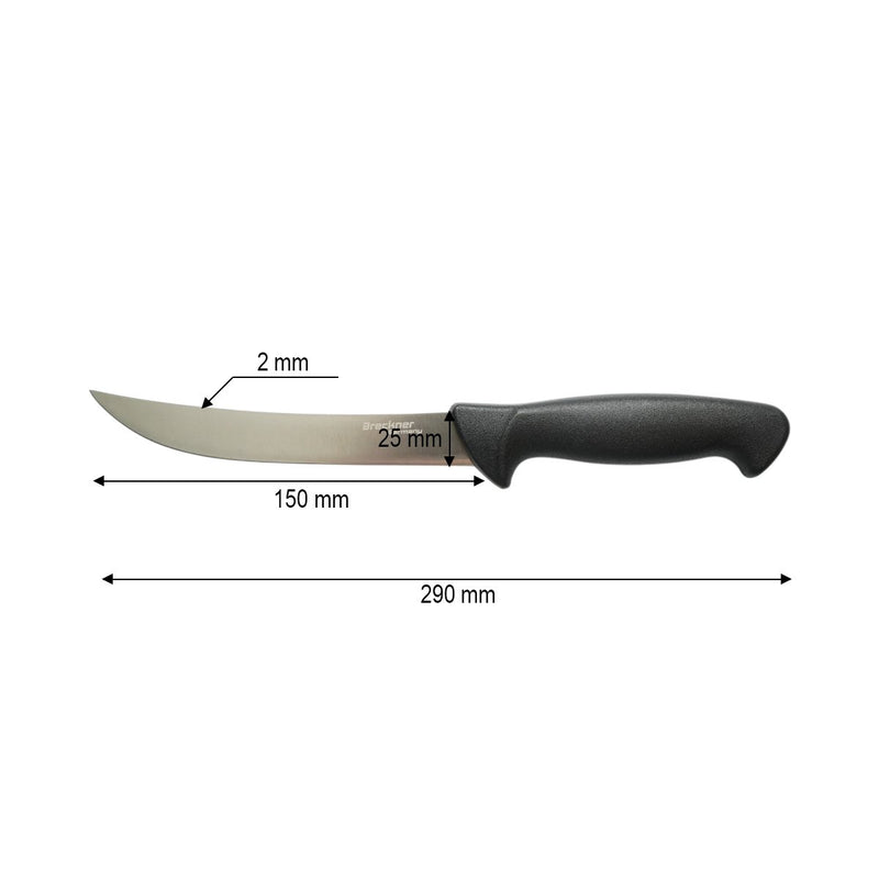 Coltello professionale curvo per disosso da 15 cm, lama in acciaio 5Cr15MoV, manico in PP nero Breckner Germany