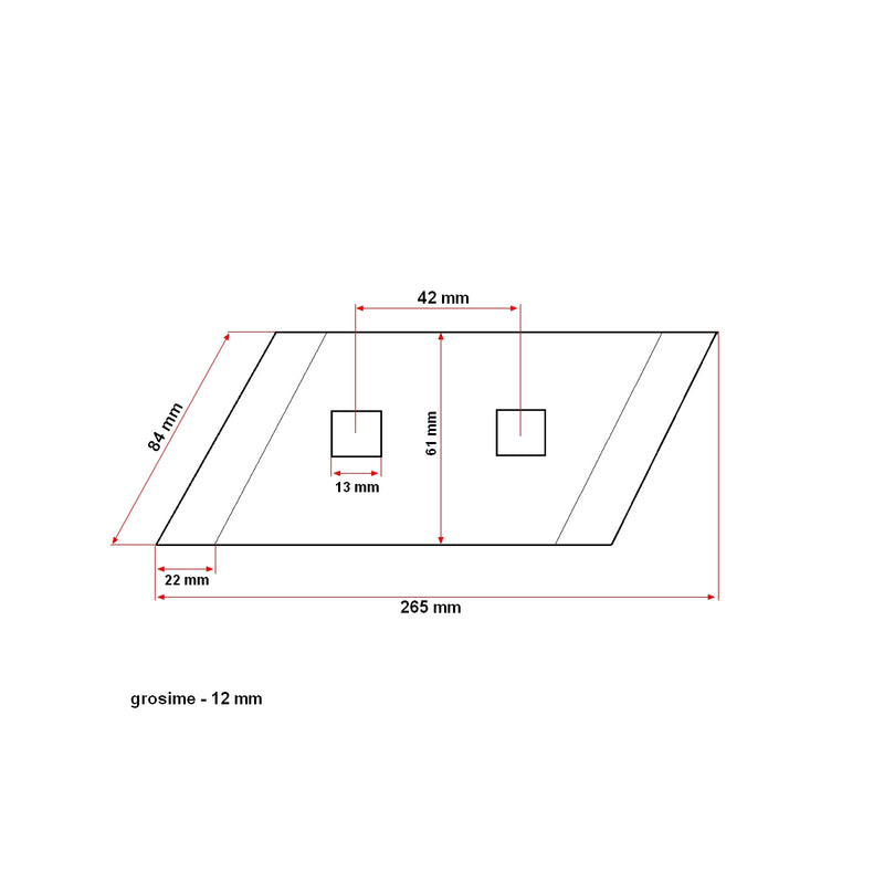 Vomere destro 20x6,5 cm per assolcatore BY38