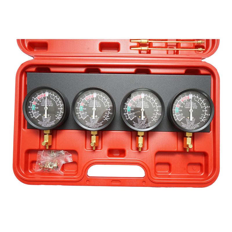 Kit sincronizzazione carburatore e iniezione, 4 manometri con adattatori Breckner Germany