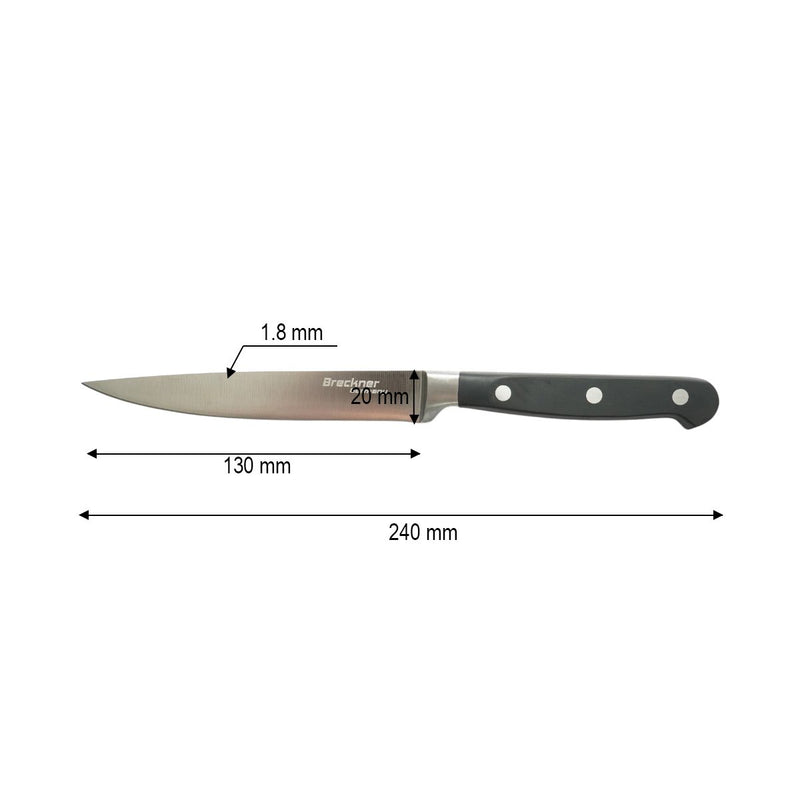 Coltello multiuso professionale da 13 cm, lama in acciaio 5Cr15MoV, manico in ABS nero Breckner Germany