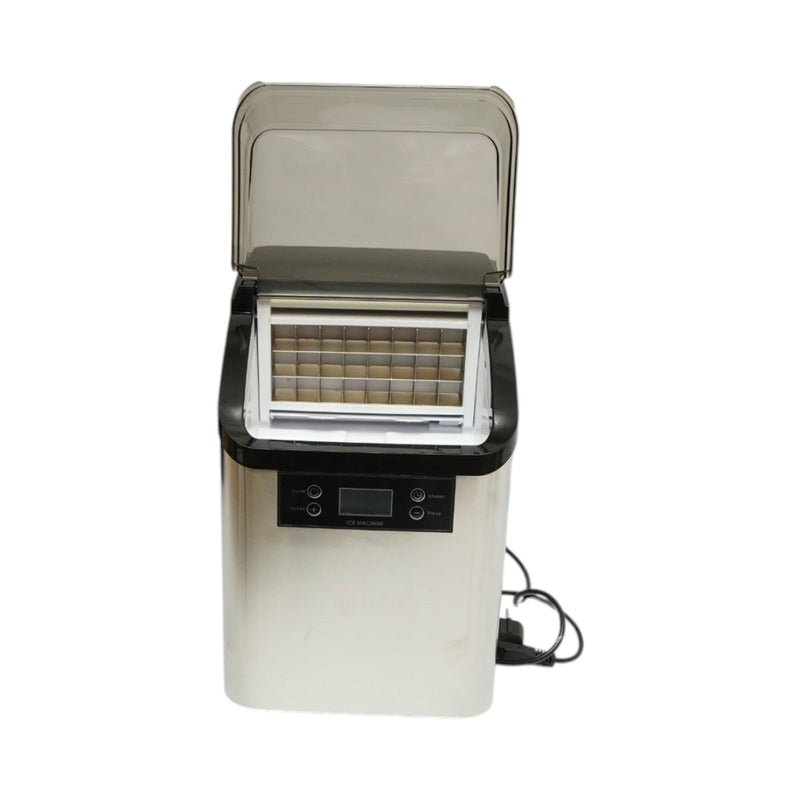 Macchina per ghiaccio a cubetti in acciaio inox 20 kg/24h, serbatoio acqua 2,5 l, cestello di raccolta 1,2 kg, autopulente, display digitale