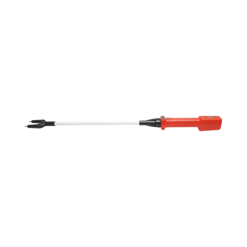 Pungolo elettrico per bestiame da 1100 V con batteria ricaricabile da 8,4 V e 2200 mAh, indicatore di carica e asta da 60 cm.