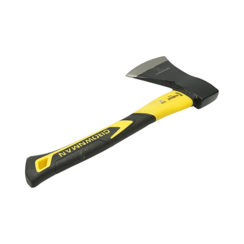 Accetta professionale Crownman da 800 g con lama in acciaio forgiato, manico in fibra di vetro e impugnatura antiscivolo in TPR.