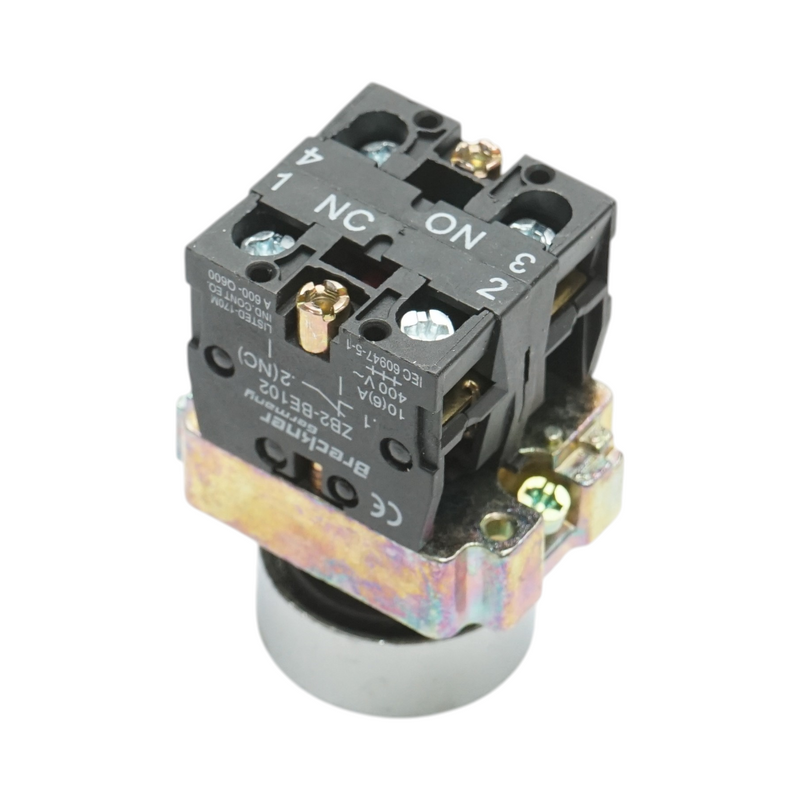 Pulsante in metallo blu con ritorno 1NO+1NC, 400V/10A, LAY5 Breckner Germany