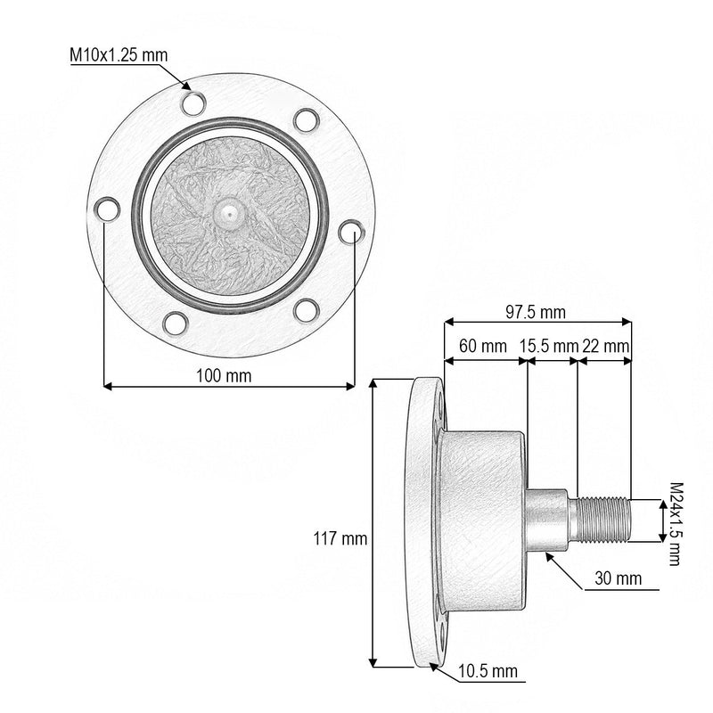 Mozzo per erpice a dischi Lemken Heliodor, lato destro (codici OEM: 5554512, 55510012, IL50-100/6T-M24-R)