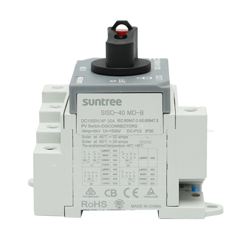 Interruttore di carico, interruttore on/off per impianti fotovoltaici 4P, 32A, 1500kV Suntree