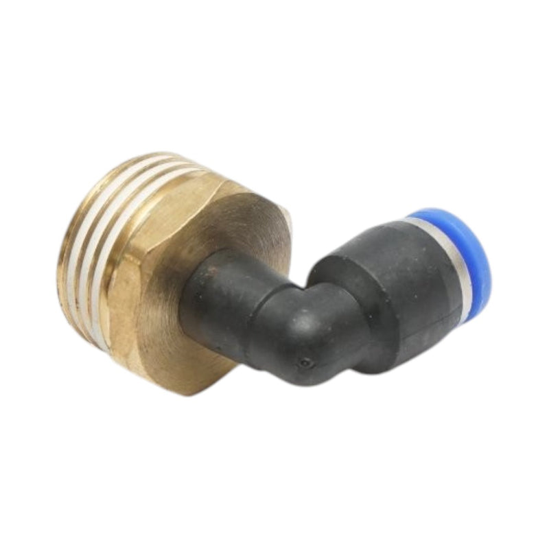 Raccordo a gomito a innesto rapido in plastica da 6 mm con filetto maschio in ottone da 1/2"