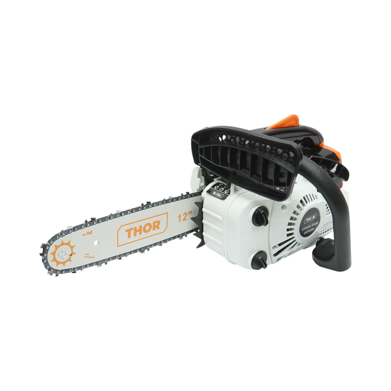 Motosega a scoppio professionale THOR a 2 tempi, 25,4 cc, 1,2 CV, 8500 giri/min, barra da 12 pollici (300 mm)