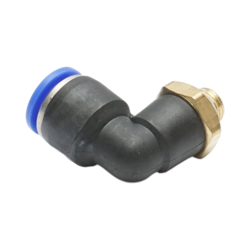 Raccordo a gomito a innesto rapido in plastica da 10 mm con filetto maschio in ottone da 1/8"