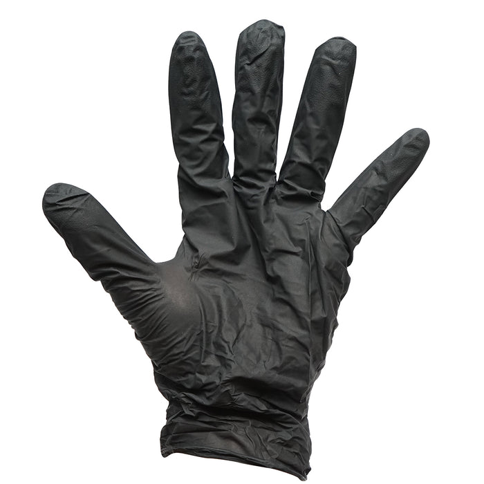 Guanti in nitrile neri senza polvere con texture antiscivolo sulle dita, taglia XL 100 pezzi/scatola