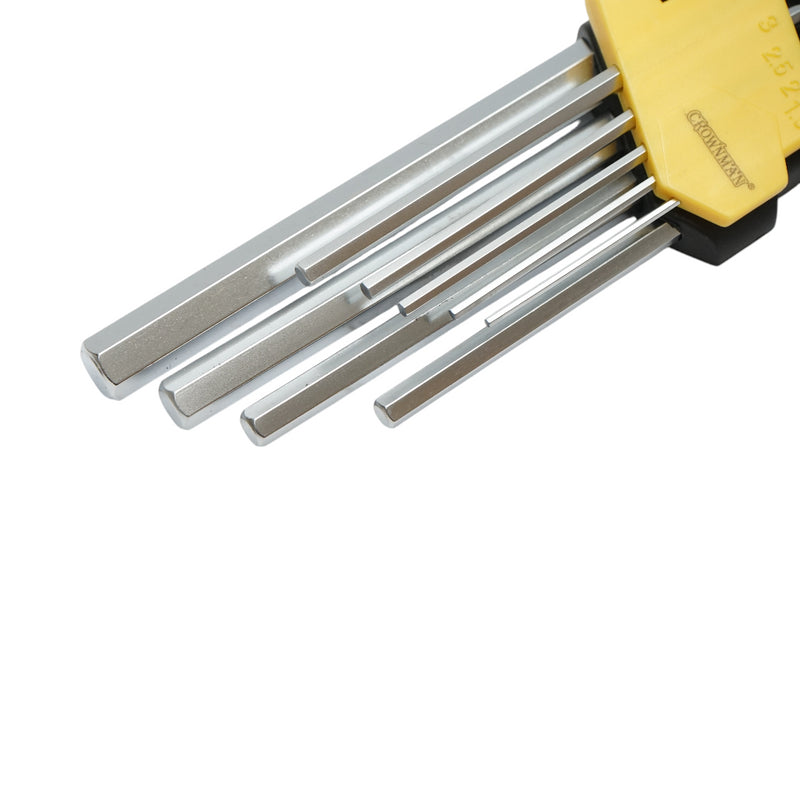 Set di 9 chiavi esagonali professionali a manico lungo da 1,5-10 mm Cr-V