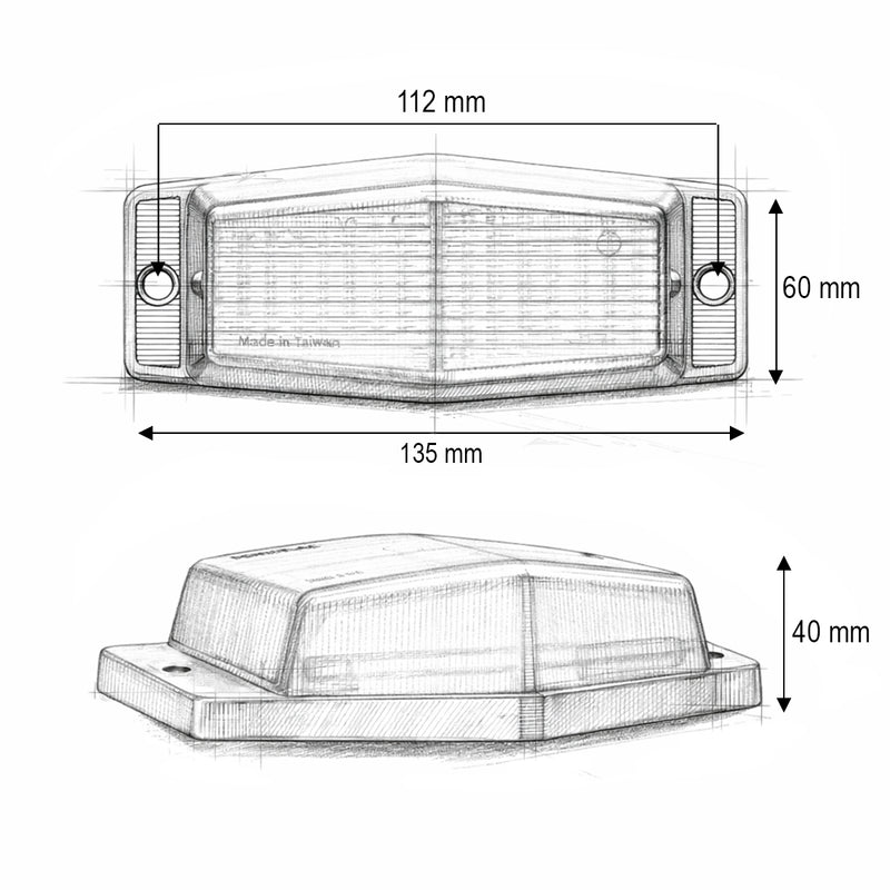 Luce di ingombro anteriore a LED bianchi (24V), 24 LED, 135x60x40 mm Breckner Germany