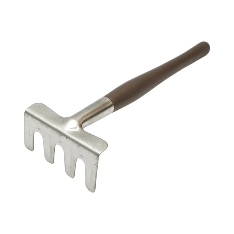 Set di 3 attrezzi da giardinaggio composto da trapiantatore, coltivatore e rastrello, con manici in metallo. Breckner Germany
