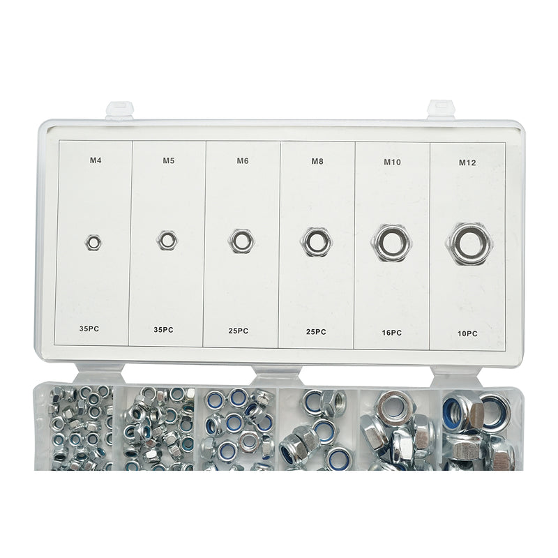 Set di dadi autobloccanti, 4–12 mm, 146 pezzi
