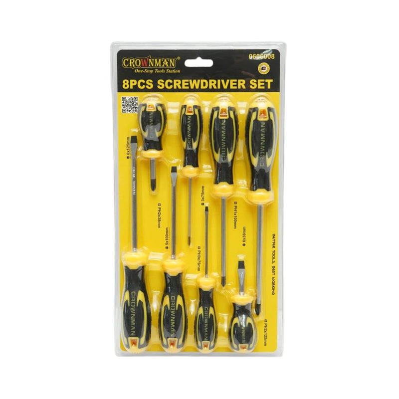 Set di cacciaviti professionali Crownman da 8 pezzi in acciaio Cr-V a croce  con punte magnetiche