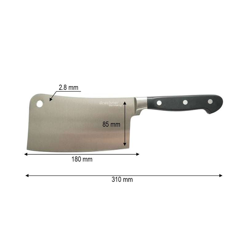 Mannaia professionale da 18 cm, lama in acciaio 5Cr15MoV, manico in ABS nero Breckner Germany