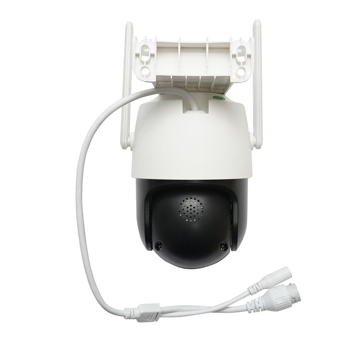 Telecamera di sorveglianza con lente doppia 6 MP, P2P WIFI 2.4GHz, rotazione 360° PTZ, sensore di movimento, sirena, rilevamento umano e applicazione iCSee