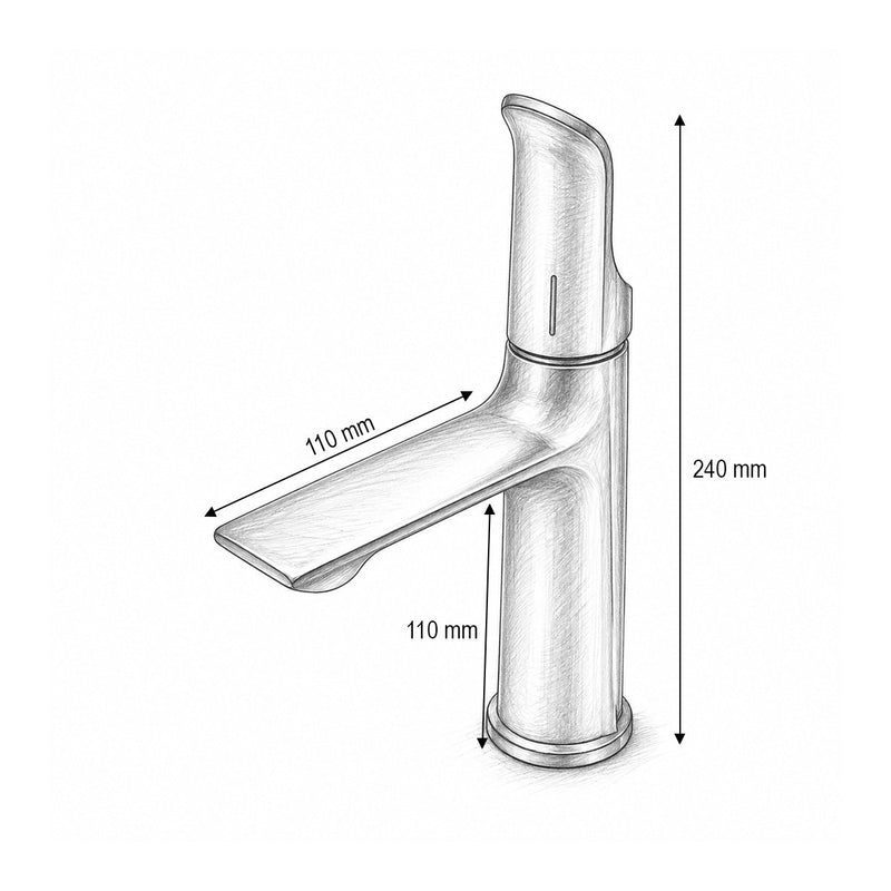 Miscelatore alto per lavabo da bagno, monocomando, finitura grigio grafite satinato, acciaio inox, flessibili inclusi