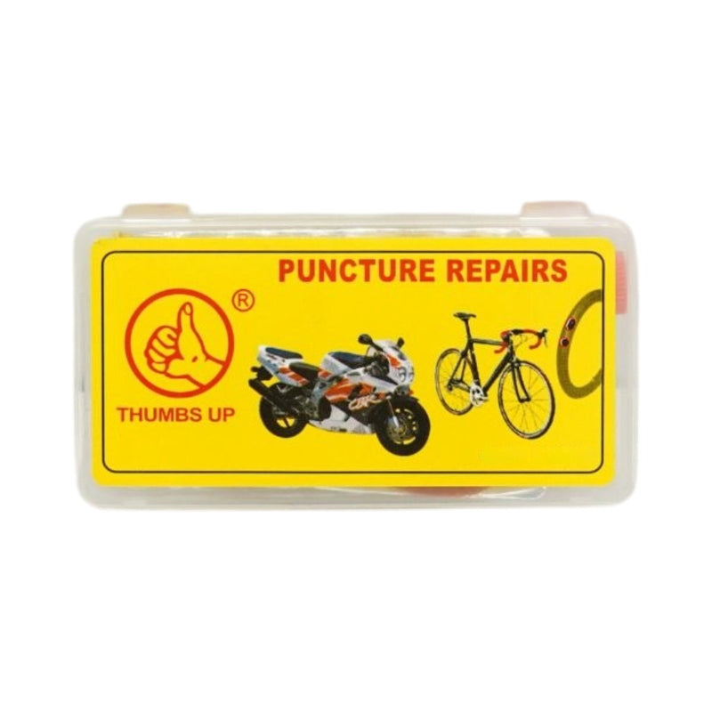 Set di 5 toppe vulcanizzanti per camere d'aria di biciclette, moto, carriole e tuk-tuk (24x35 mm, 25 mm, 32x50 mm) + 1 tubetto di adesivo (8 ml)