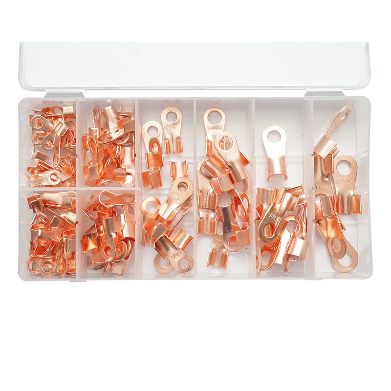Kit di capicorda a occhiello in rame non isolati (10-100 A), 120 pezzi
