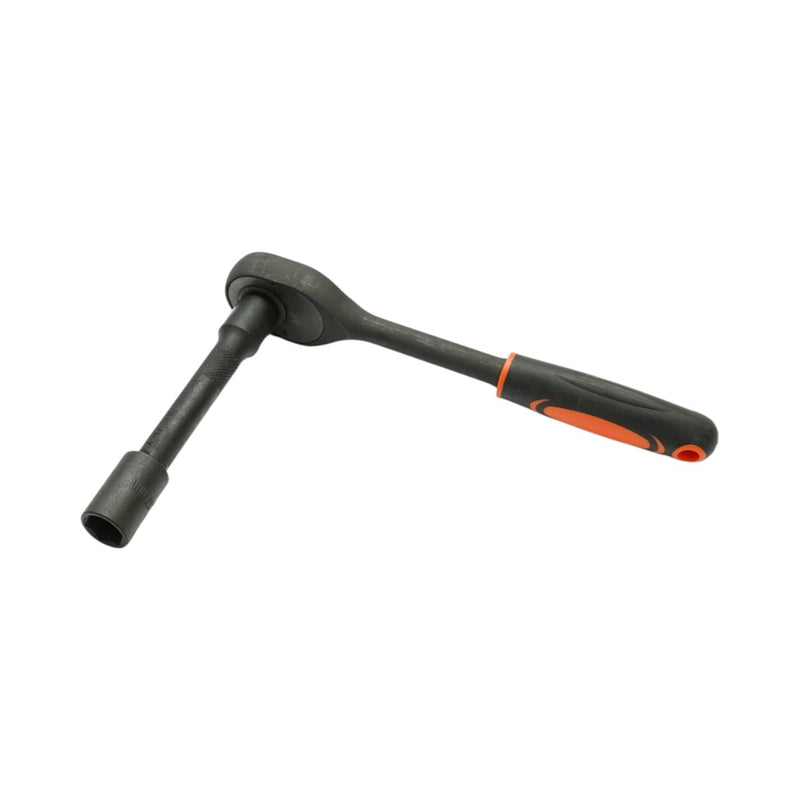 Set di 12 bussole con attacco da 1/2" (10–24 mm), completo di prolunga da 125 mm e chiave a cricchetto; in acciaio al cromo-vanadio (Cr-V). Breckner Germany