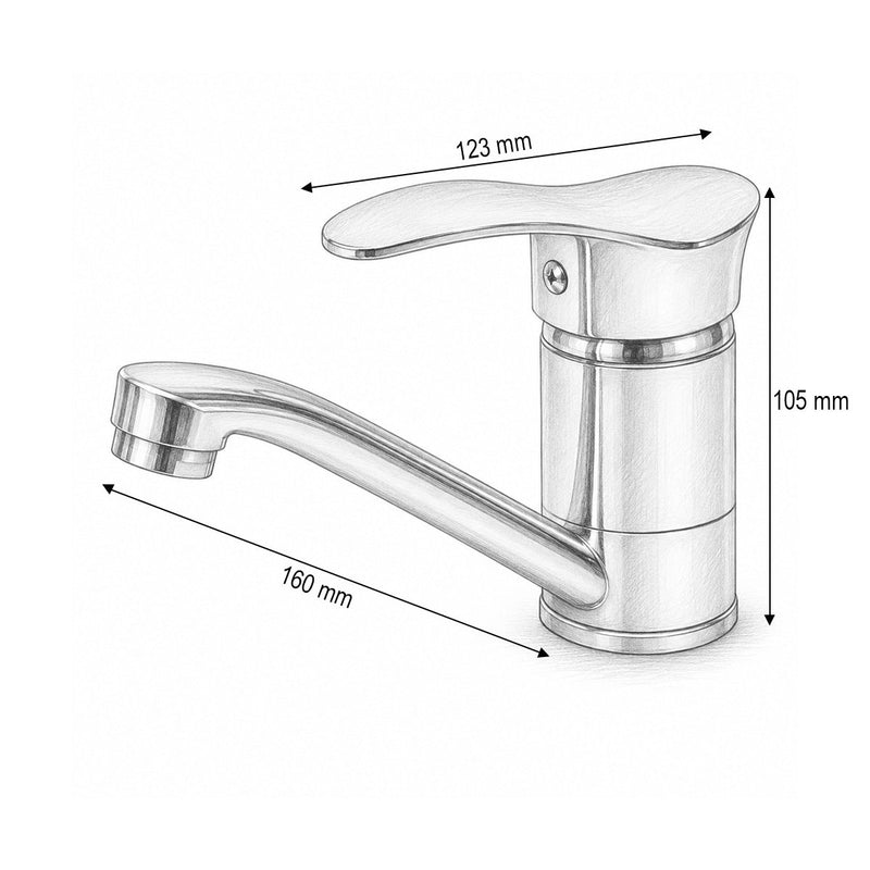 Miscelatore per lavello cucina con canna girevole, monocomando, finitura cromo lucido, flessibili inclusi Breckner Germany