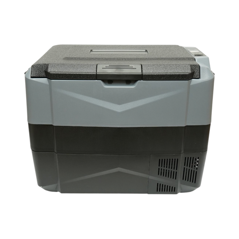 Frigorifero per auto 45L con compressore 12V-24V-220V, 60W, display LCD, doppia zona di raffreddamento, USB 630x390x490mm