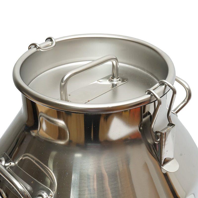 Bidone del latte in acciaio inox da 30 litri con coperchio per mungitrice Breckner Germany