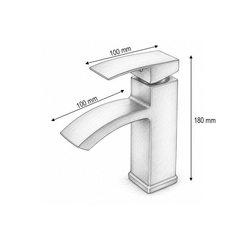 Miscelatore lavabo a cascata nero opaco, monocomando, flessibili inclusi Breckner Germany