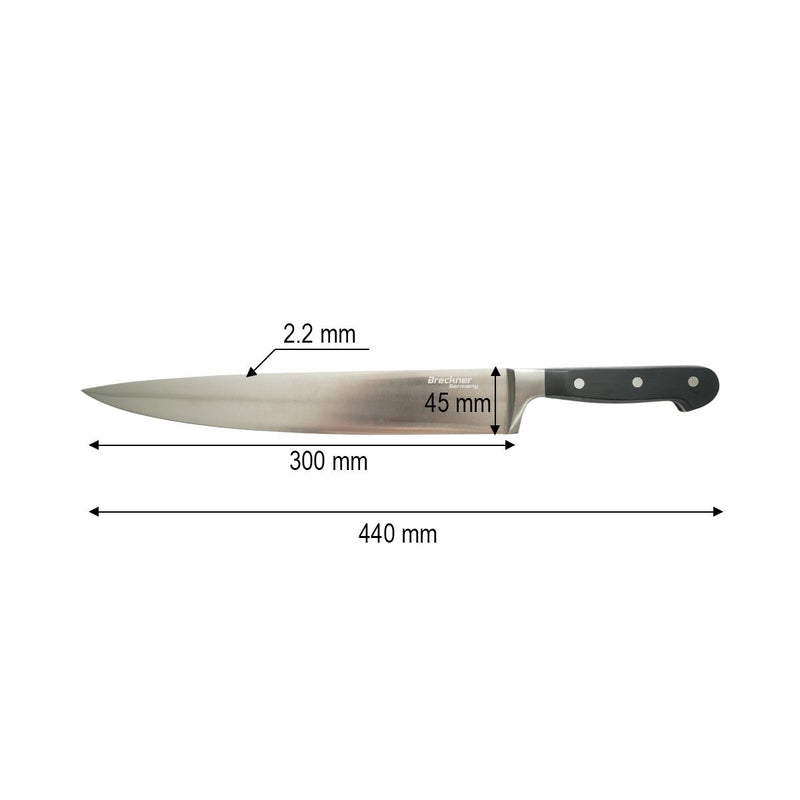 Coltello da chef professionale da 30 cm, lama in acciaio 5Cr15MoV, manico in ABS nero Breckner Germany