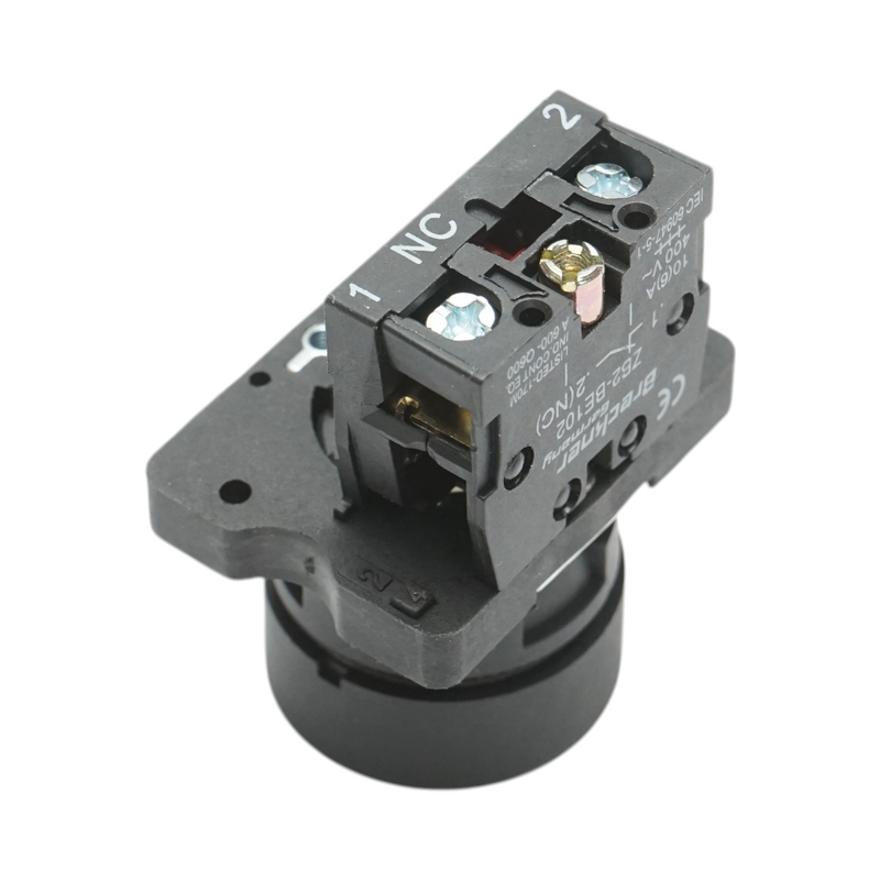 Pulsante di arresto (STOP) rosso a ritorno automatico, 1NC, 400 V/10 A, LAY5 Breckner Germany