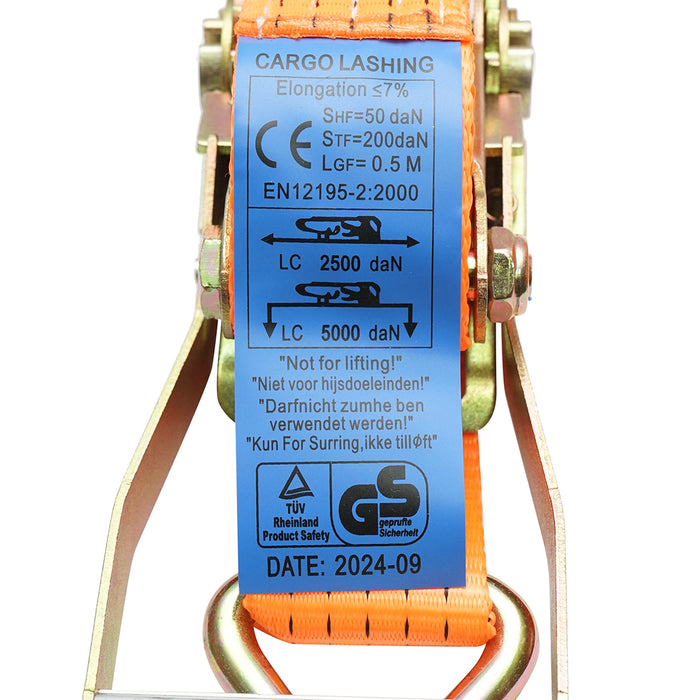 Cinghia di ancoraggio per carichi 10mx50mm 5T (cricchetto semplice)