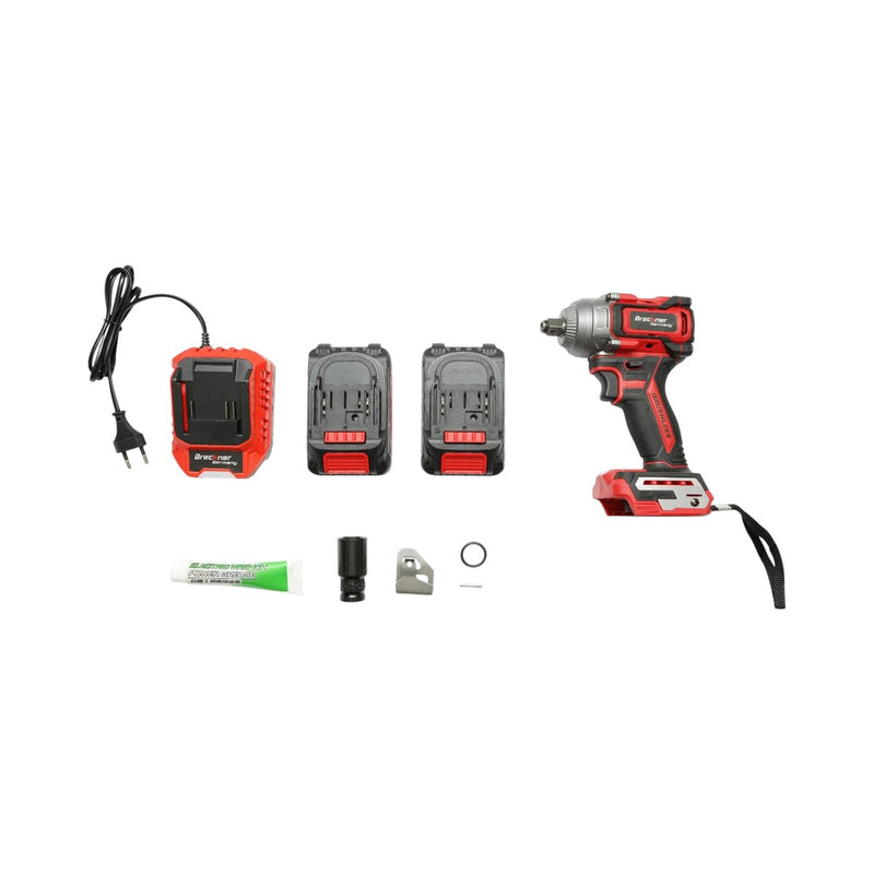 Avvitatore a impulsi da 1/2" e 500 W, due batterie agli ioni di litio da 21 V e 4 Ah, LED, motore brushless, 450 Nm, 0-1800/2400 giri/min Breckner Germany