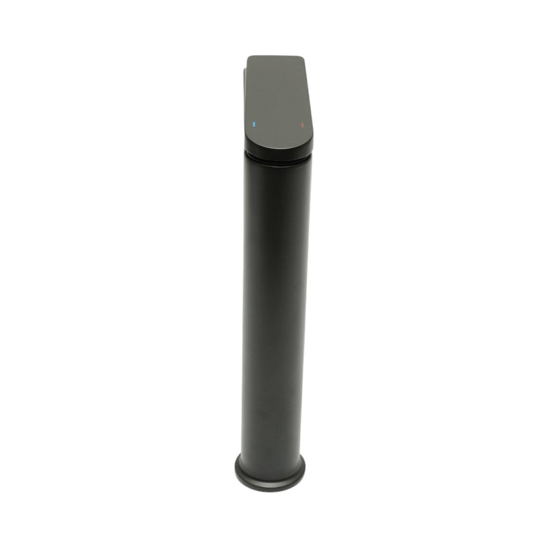 Rubinetto premium per lavabo da bagno in rame, con bocca lunga, design arrotondato, miscelatore monocomando, finitura nero opaco e flessibili inclusi.