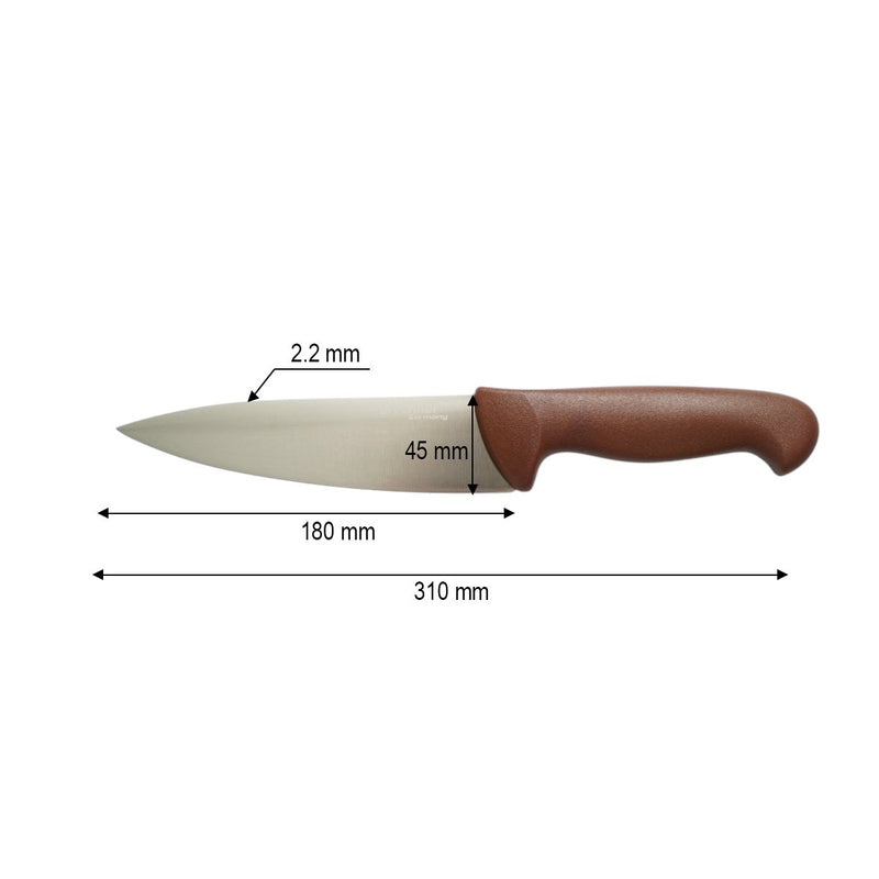 Coltello da chef professionale da 18 cm, lama in acciaio 5Cr15MoV, manico in PP marrone Breckner Germany