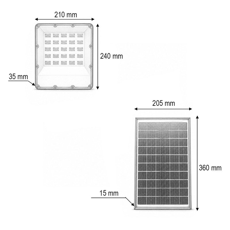 Faro LED da 200 W, 6500 K, con pannello solare bifacciale da 20 W, batteria LiFePO4 da 10.000 mAh e telecomando (IP66) Breckner Germany