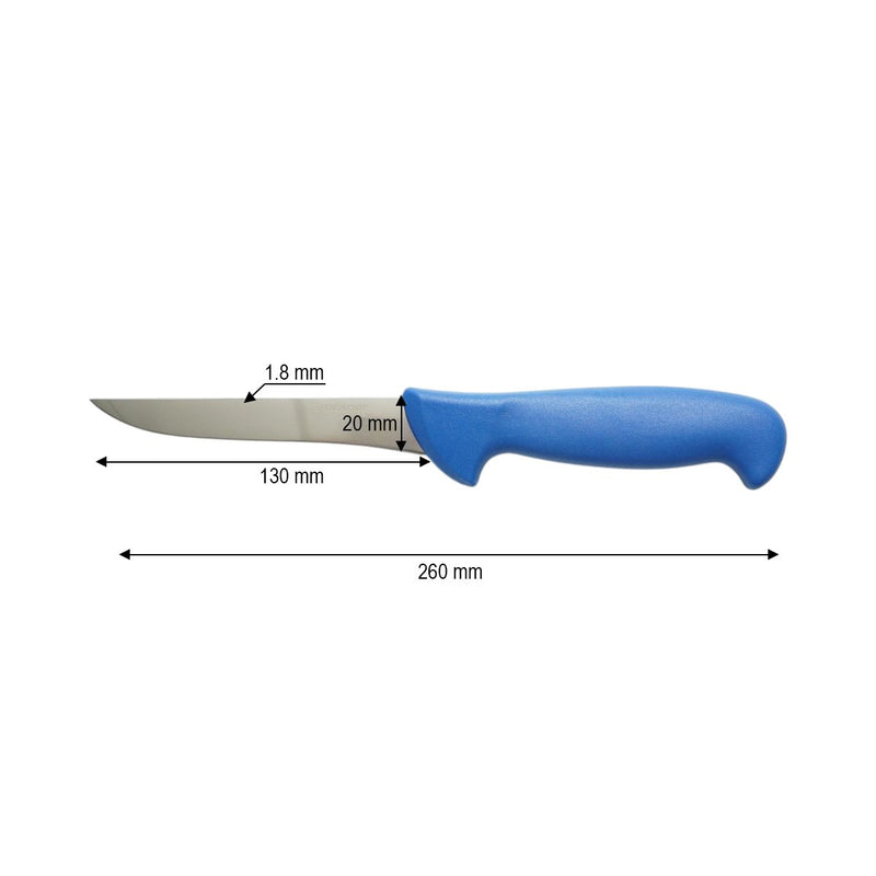Coltello professionale stretto per disosso da 13 cm, lama in acciaio 5Cr15MoV, manico in nylon blu Breckner Germany