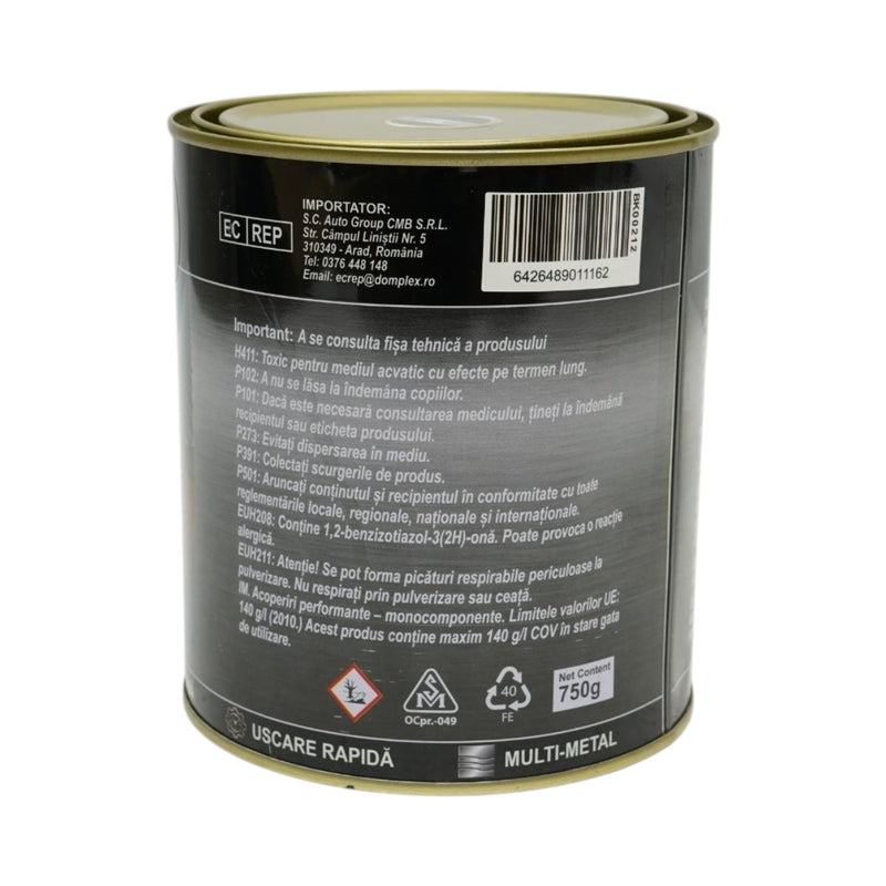 Smalto anticorrosivo 3 in 1 nero opaco per metallo, 750 g, applicabile direttamente sulla ruggine, a base d'acqua. Breckner Germany
