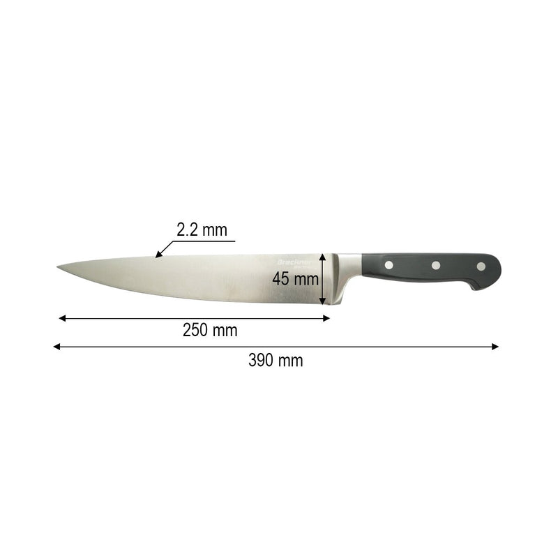 Coltello da chef professionale da 25 cm, lama in acciaio 5Cr15MoV, manico in ABS nero Breckner Germany