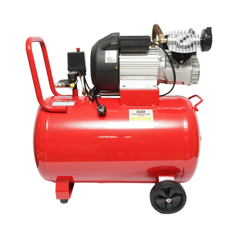 Compressore d'aria 100L, motore a V a 2 cilindri 2,2KW/2HP, pressione massima 8 bar, volume di aspirazione aria 370 L/min THOR