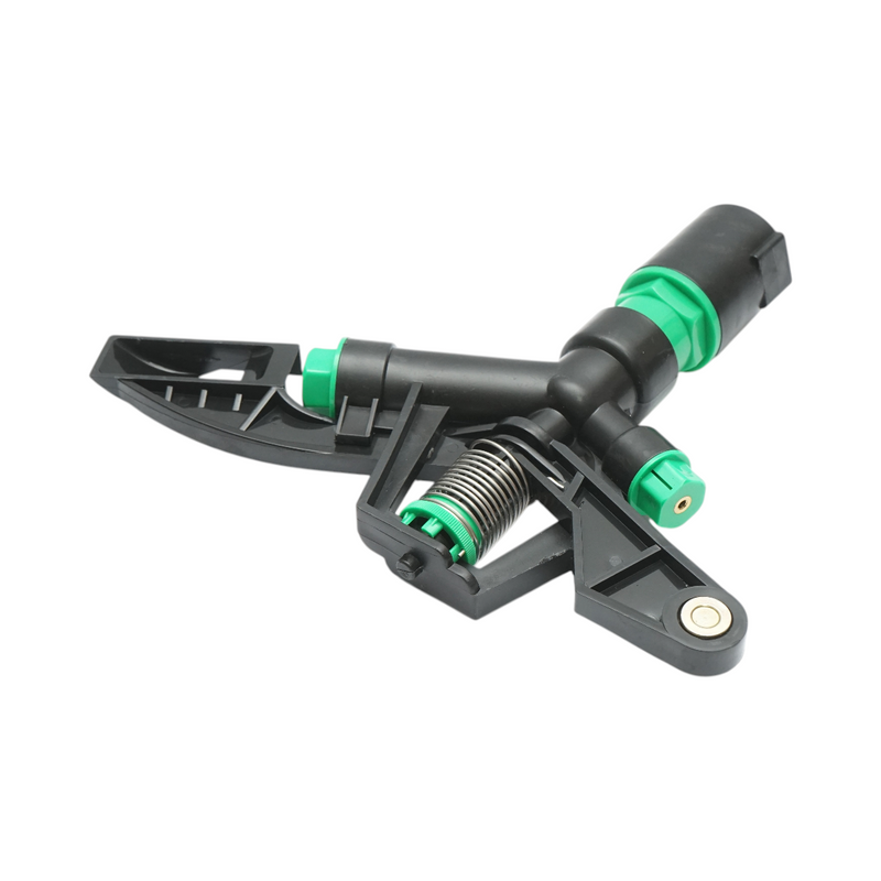 Irrigatore a battente regolabile con braccio oscillante, 2 ugelli, raggio 8–11 m, portata 18–25 l/min, attacco femmina da 1 pollice. Breckner Germany