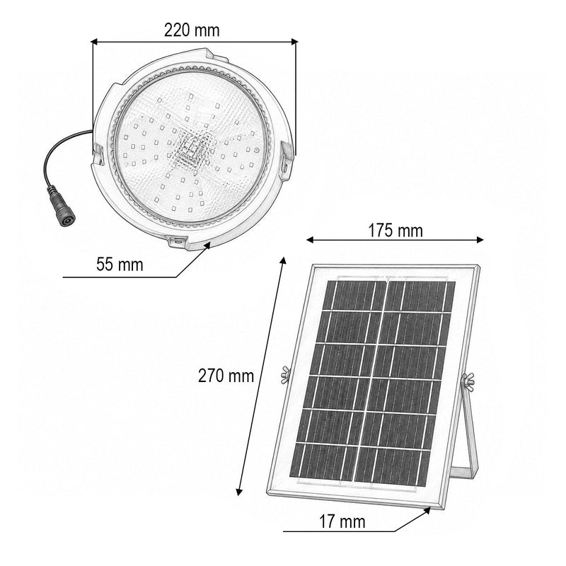 Plafoniera solare LED da 150 W, 6500 K, con pannello solare da 6 W, batteria LiFePO4 da 3600 mAh, sensore di movimento e telecomando (IP65) Breckner Germany