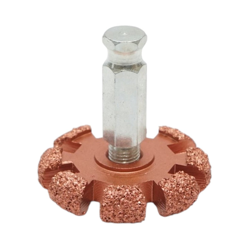 Ruota abrasiva per la smerigliatura degli pneumatici, 50 × 10 mm, grana K36, gambo esagonale da 3/8".