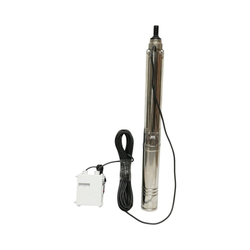 Pompa sommersa per acqua in acciaio inox, 1,5 kW, 220 V, Ø100 mm, portata 5 m³/h, prevalenza 60 m, 9 giranti in ceramica, raffreddamento a olio, quadro di controllo K90QJD2-60/9-1.5 Breckner Germany